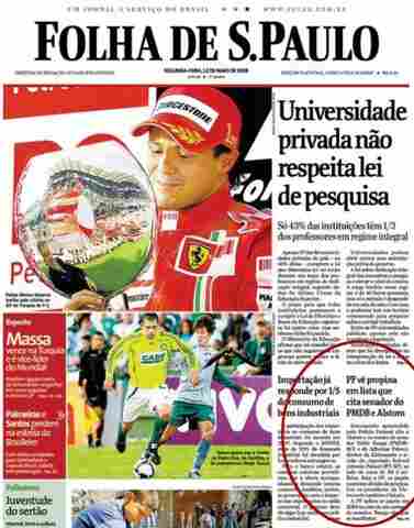FOLHA DE S.PAULO DENUNCIA RAUPP EM NOVO ESCÂNDALO NACIONAL SOBRE PROPINA