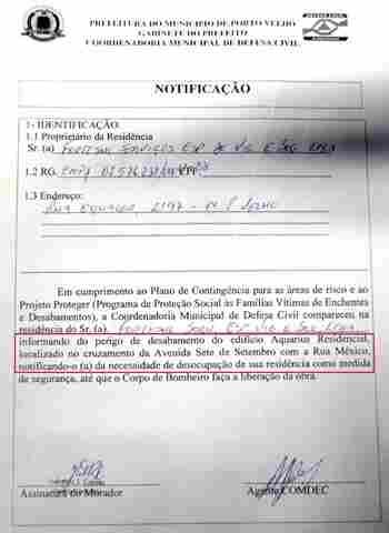 EM DOCUMENTO, DEFESA CIVIL APONTA RISCO DE DESABAMENTO DO PRÉDIO AQUARIUS RESIDENCE