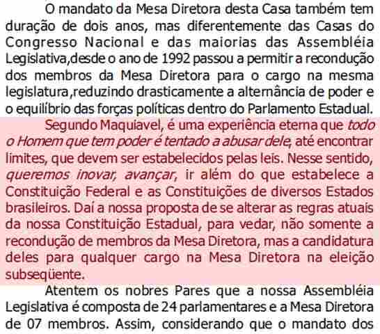 NOVA EMENDA ACABA COM REELEIÇÃO NA ASSEMBLÉIA, MAS SÓ NA PRÓXIMA LEGISLATURA