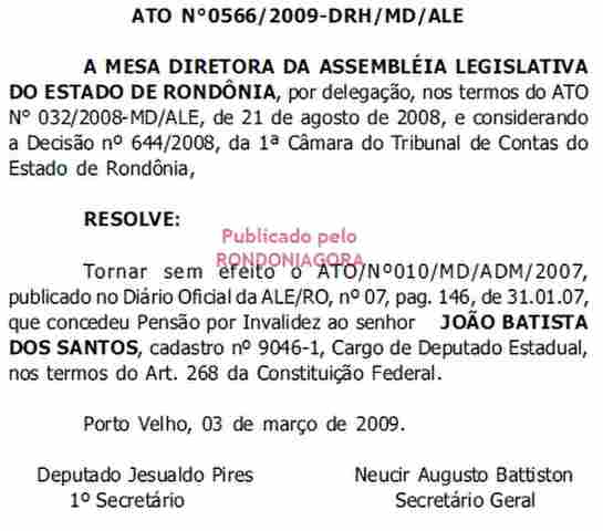NOVO ATO DA ASSEMBLÉIA LEGISLATIVA ANULA APOSENTADORIA DO EX-DEPUTADO JOÃO DA MULETA