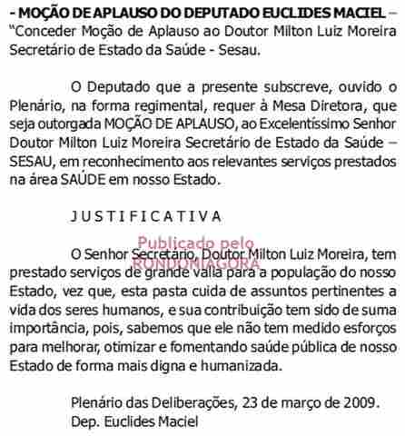 MESMO COM CAOS NA SAÚDE E AMEAÇAS DE PRISÃO POR DESOBEDIÊNCIA, DEPUTADO VÊ MOTIVOS PARA MOÇÃO DE APLAUSO A SECRETÁRIO