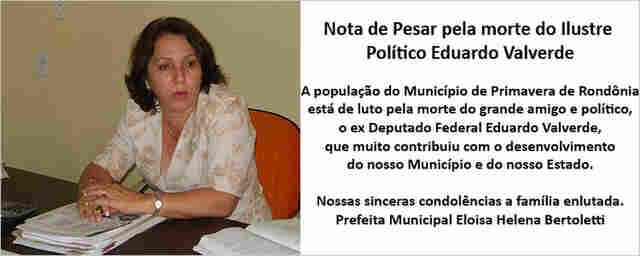Nota de Pesar - Prefeitura de Primavera de Rondônia