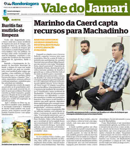 Vale do Jamari: Marinho da Caerd capta recursos para Machadinho