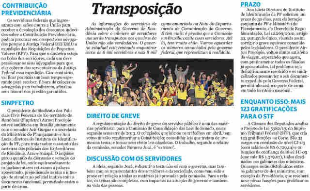 Números da Transposição não são verdadeiros