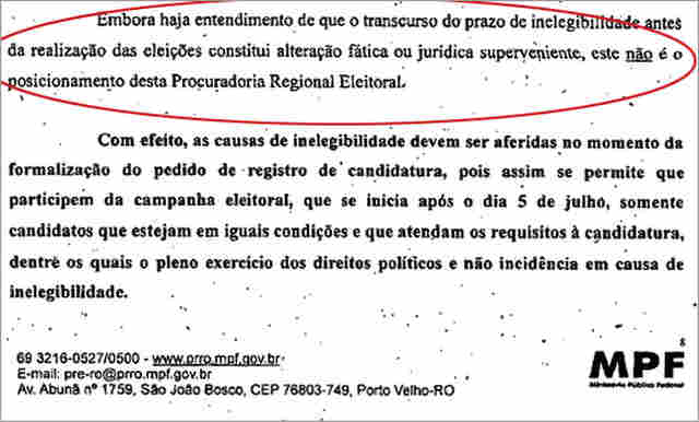 PRE admite que há entendimento favorável a Expedito Júnior
