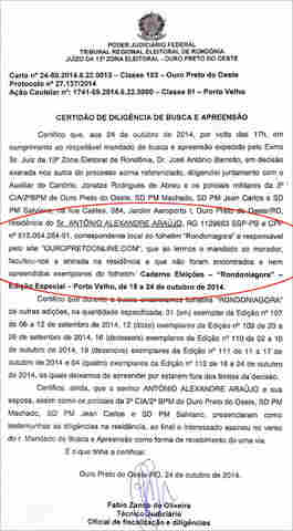 CAMPANHA DE CONFÚCIO SIMULA DESOBEDIÊNCIA ELEITORAL E PATROCINA BUSCA E APREENSÃO EM CASA DE JORNALISTA DO RONDONIAGORA NO INTERIOR