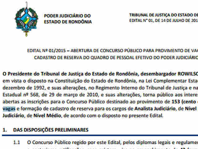 TRIBUNAL DE JUSTIÇA DIVULGA EDITAL DE CONCURSO PARA 153 VAGAS; CONFIRA