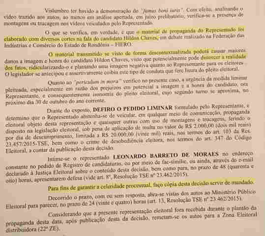 Justiça Eleitoral vê fraudes e manda Léo Moraes retirar montagens contra Hildon Chaves