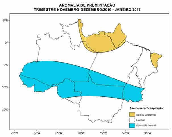 Previsão do Sipam é de um trimestre mais chuvoso que a média