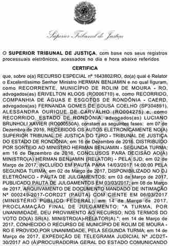 STJ autoriza prefeitura de Rolim assumir e prosseguir com PPP do saneamento