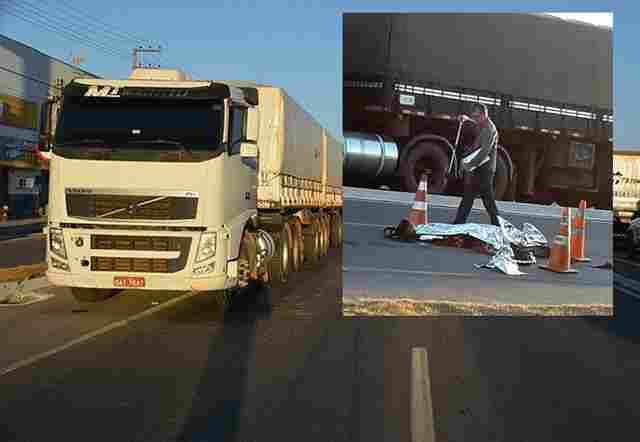 Carreta avança sinal vermelho e esmaga motociclista