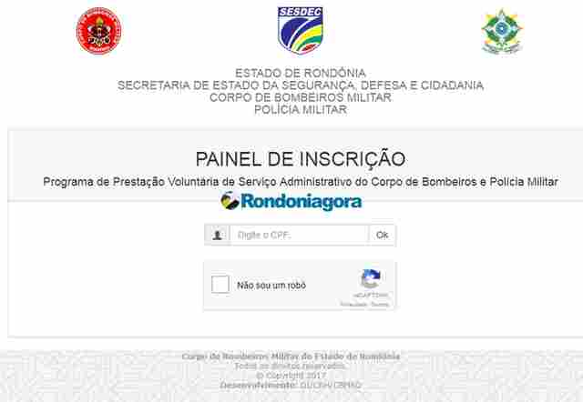 Abertas as inscrições para serviços administrativos da PM e Bombeiros de Rondônia