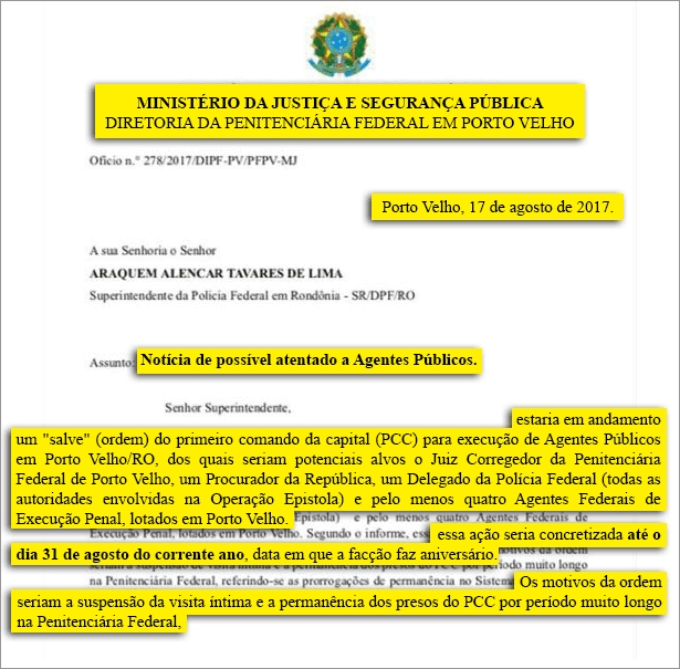 PCC planeja matar juiz federal, procurador, delegado e agentes em Porto Velho
