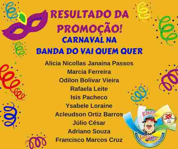 Confira ganhadores de camisas da Banda do Vai Quem Quer