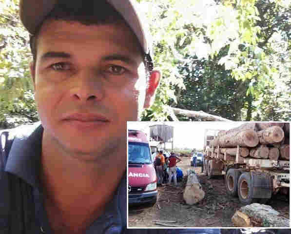Cabo de aço se rompe e tora de madeira cai de caminhão e mata motorista esmagado
