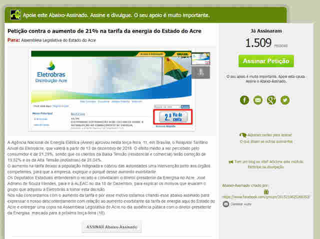 População do Acre também protesta contra aumento na tarifa de energia elétrica