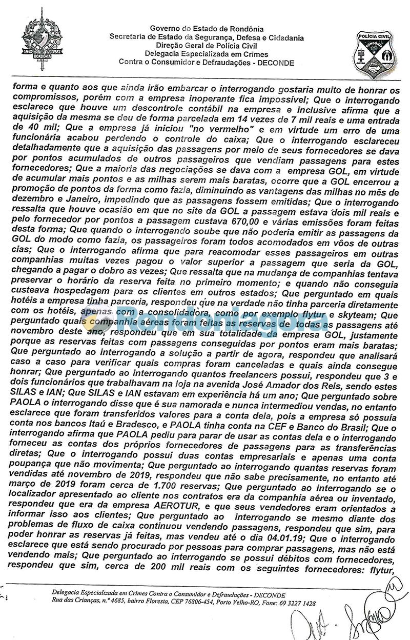 Golpe das passagens Dono da Aerotour diz em depoimento que não tem