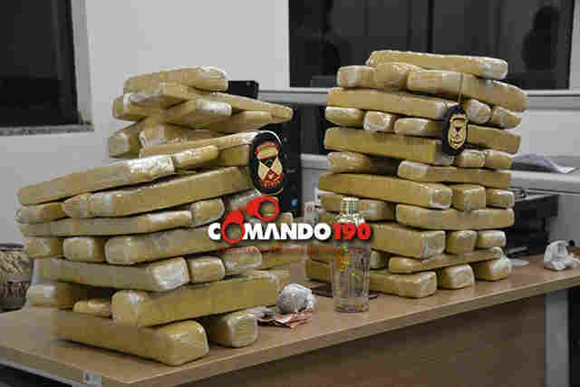 Casal e adolescente são flagrados com 55 quilos de maconha em hotel