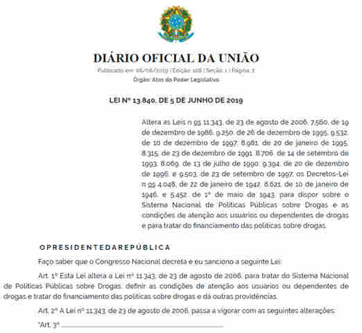 Publicada lei que autoriza internação compulsória de usuário de droga