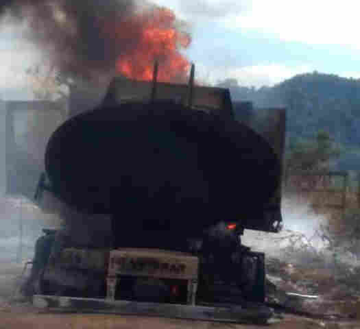 Caminhão-tanque que iria abastecer helicópteros do Ibama é incendiado em Espigão do Oeste