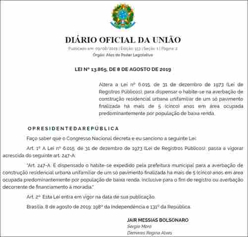 Publicada lei que dispensa “habite-se” para famílias de baixa renda