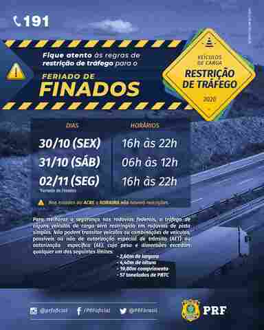 PRF desencadeia Operação Finados 2020 e restringe tráfego
