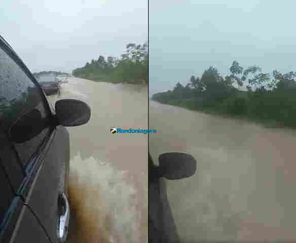 Após bloqueio em Cacoal, PRF diz que não há pontos de alagamentos em rodovias