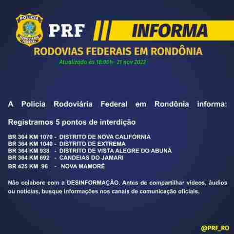 Manifestantes mantém bloqueios em cinco pontos das BRs 364 e 425