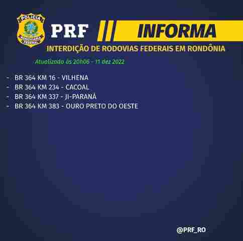 Rondônia volta a ter bloqueios na BR-364 em vários municípios