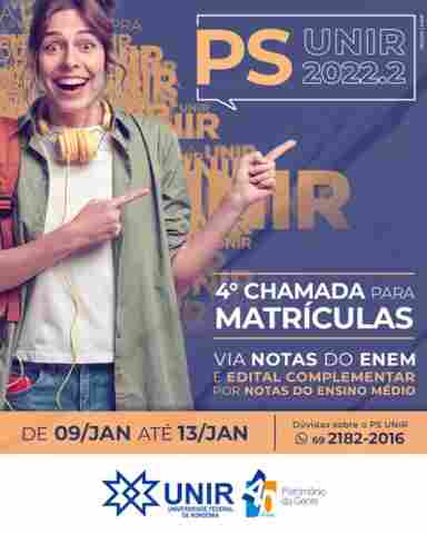 Unir divulga 4ª chamada para matrículas nos cursos do segundo semestre 2022