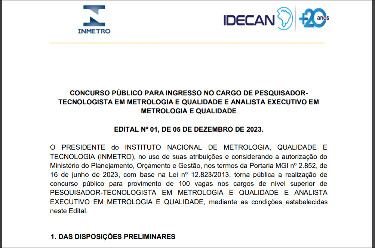 Inmetro divulga edital de concurso com860 vagas e salário de R$ 8,7 mil