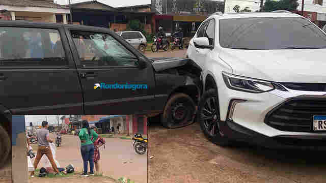 Motociclista invade preferencial e causa acidente envolvendo outros dois veículos