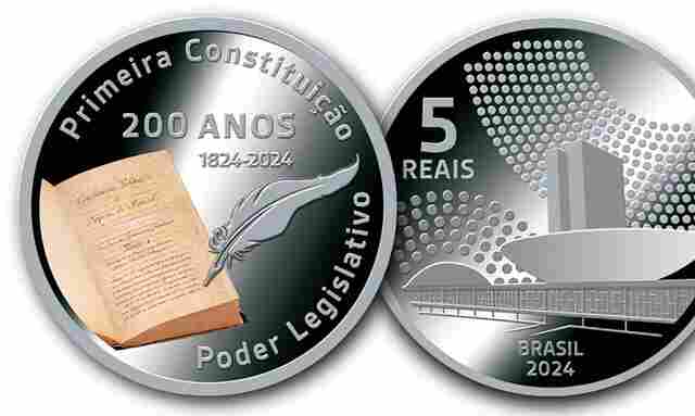 BC lança moeda de R$ 5 comemorativa dos 200 anos da Constituição de 1824