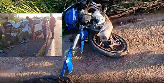 Ocupantes de moto morrem em colisão frontal com carro de passeio, na BR-364, em Porto Velho