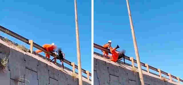 MP denuncia homem que puxou bombeiro em viaduto durante salvamento