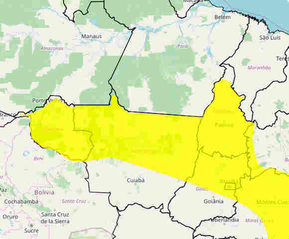 Inmet alerta para chuvas intensas em Rondônia nesta sexta e no sábado