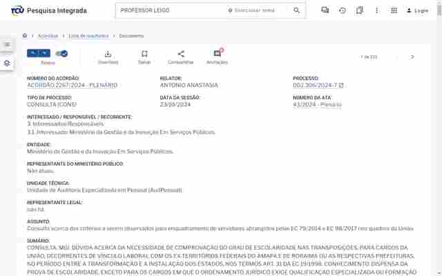 Excelente notícia para os professores leigos: TCU decide por fim exigência de escolaridade
