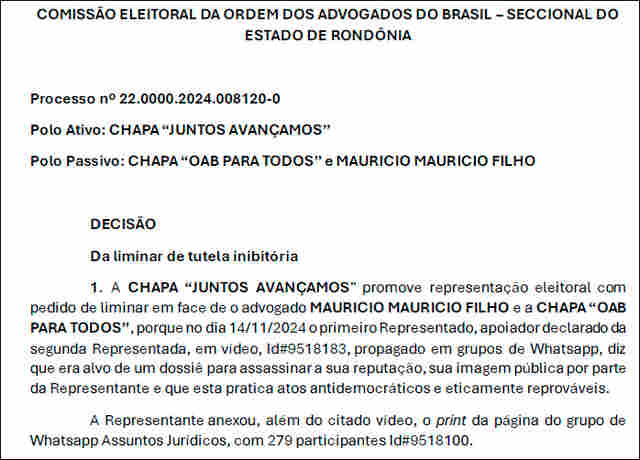 Comissão eleitoral manda cessar ataques de advogado que difundiu ódio contra a chapa 10