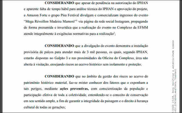 MPF se manifesta sobre evento na EFMM, exige documentação e providências e dá prazo de 3 dias