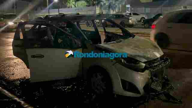 Incêndio destrói veículo após pane elétrica na avenida Caula