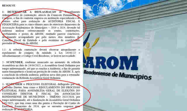 Conselho Diretor da AROM cancela eleições e convoca auditoria externa para emitir parecer dos últimos 5 anos