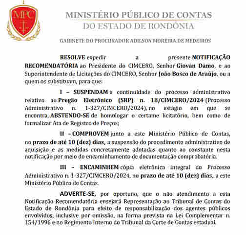 Kits de higiene: licitações milionárias do Cimcero e de 8 municípios são alvo do Ministério Público de Contas