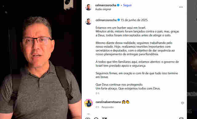 Governador Marcos Rocha relata ataque com mísseis em Israel e diz que comitiva de Rondônia ainda está em bunker