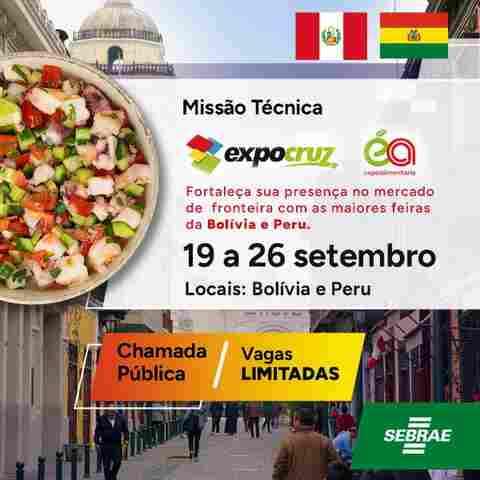 Sebrae em Rondônia lança chamada pública para selecionar pequenos negócios para Missão Internacional na Bolívia e Peru