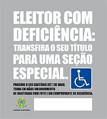 Eleitor deficiente tem até o dia 7 de maio para transferir título