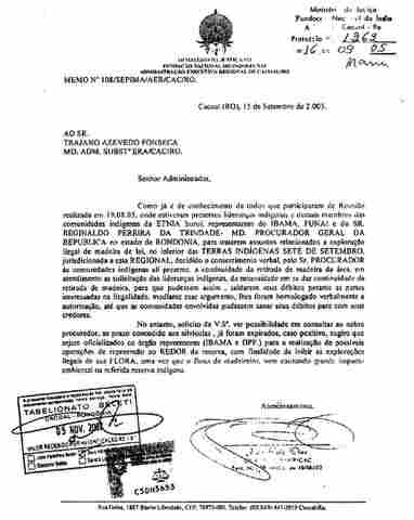 EM NOTA, ASSOCIAÇÃO DE PROCURADORES DEFENDE REGINALDO TRINDADE, DIZ QUE NÃO RECONHECE DOCUMENTOS REGISTRADOS EM CARTÓRIO, MAS NADA FALA SOBRE QUESTIONAMENTO DE EX-CHEFE DA FUNAI