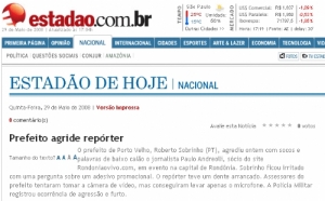 "O ESTADO DE S. PAULO" REPERCUTE AGRESSÃO DE PREFEITO