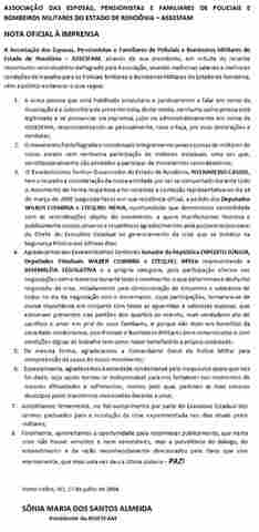 NOTA OFICIAL À IMPRENSA - ASSESFAM