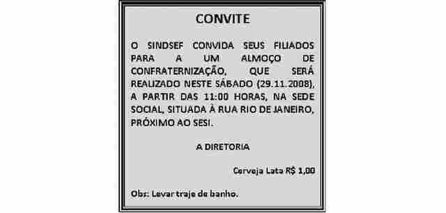 Sindsef - Convite aos filiados