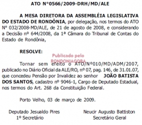 NOVO ATO DA ASSEMBLÉIA LEGISLATIVA ANULA APOSENTADORIA DO EX-DEPUTADO JOÃO DA MULETA